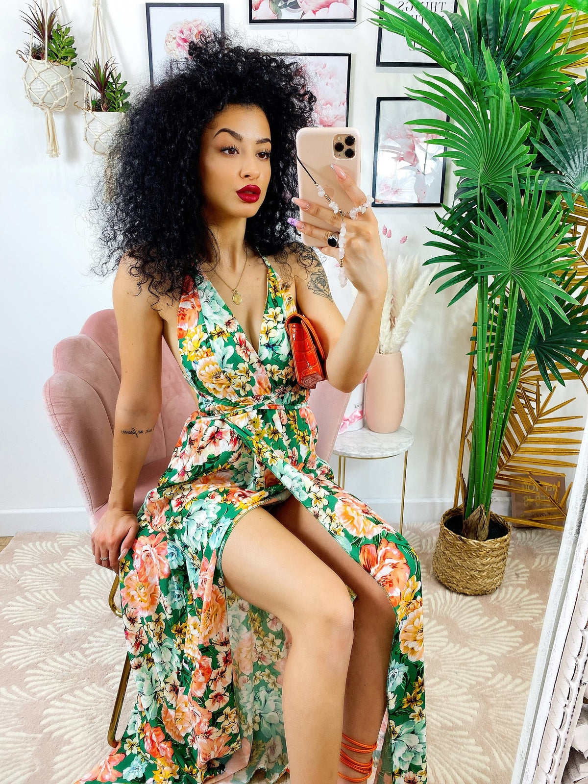 Dress Afrodite fiori arancio