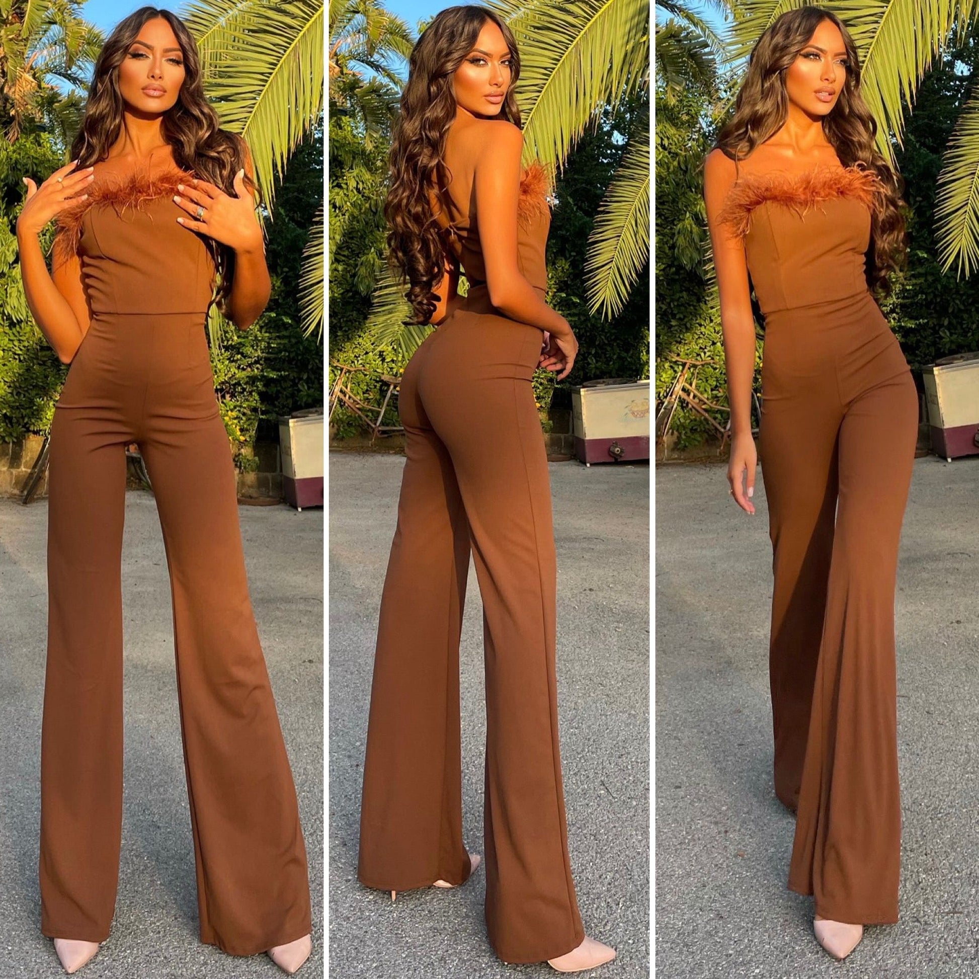 Tuta con piume Camel