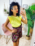 Short a fiori base nera con fiocco