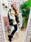 Giacca a quadri Beige con frange