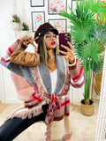 Cardigan con frange colorato con cavalli
