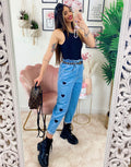 Jeans con cuori Nero
