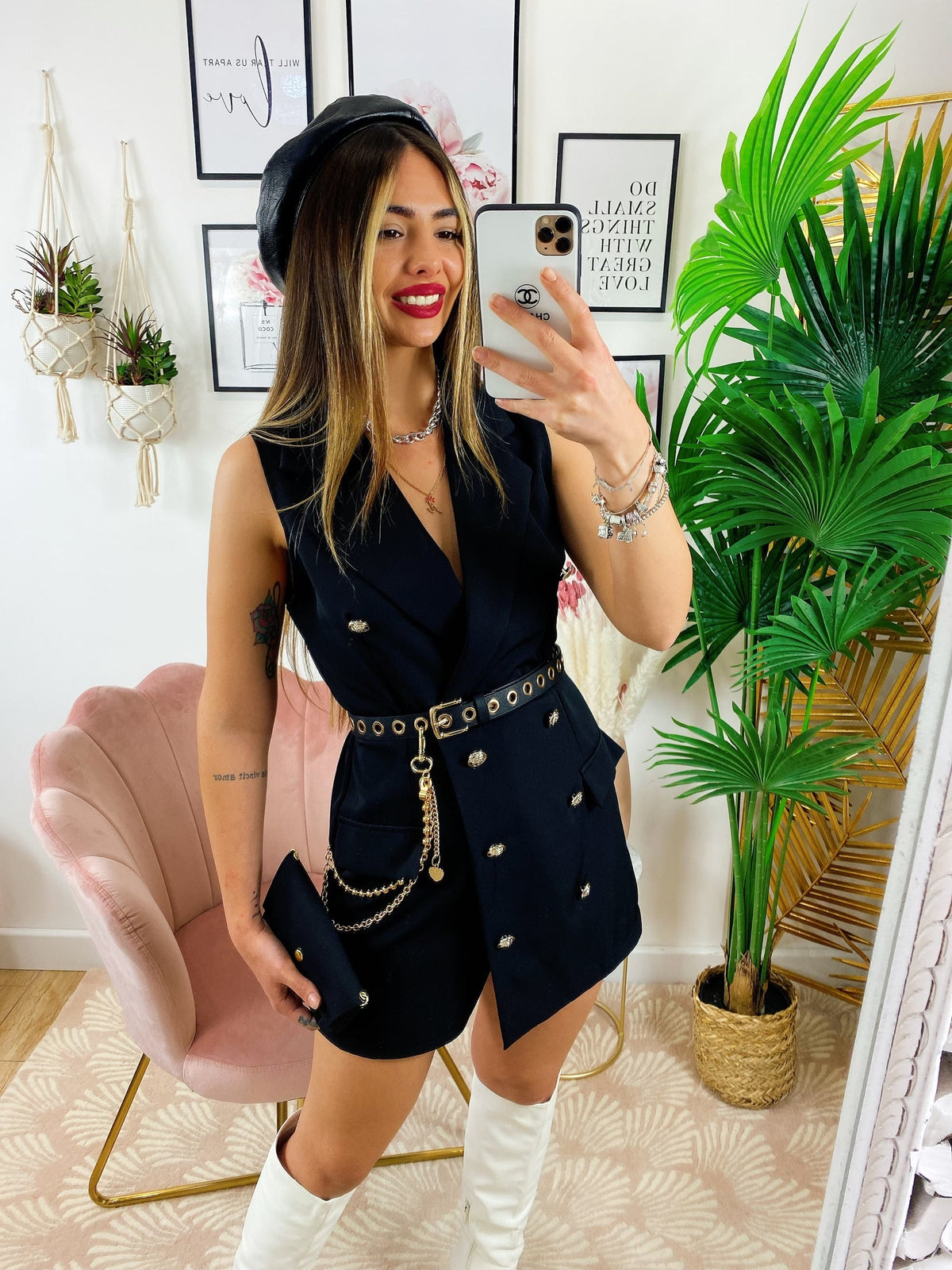 Tutina a Blazer con borsetta Nero