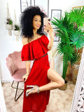 Completo top e gonna rosso