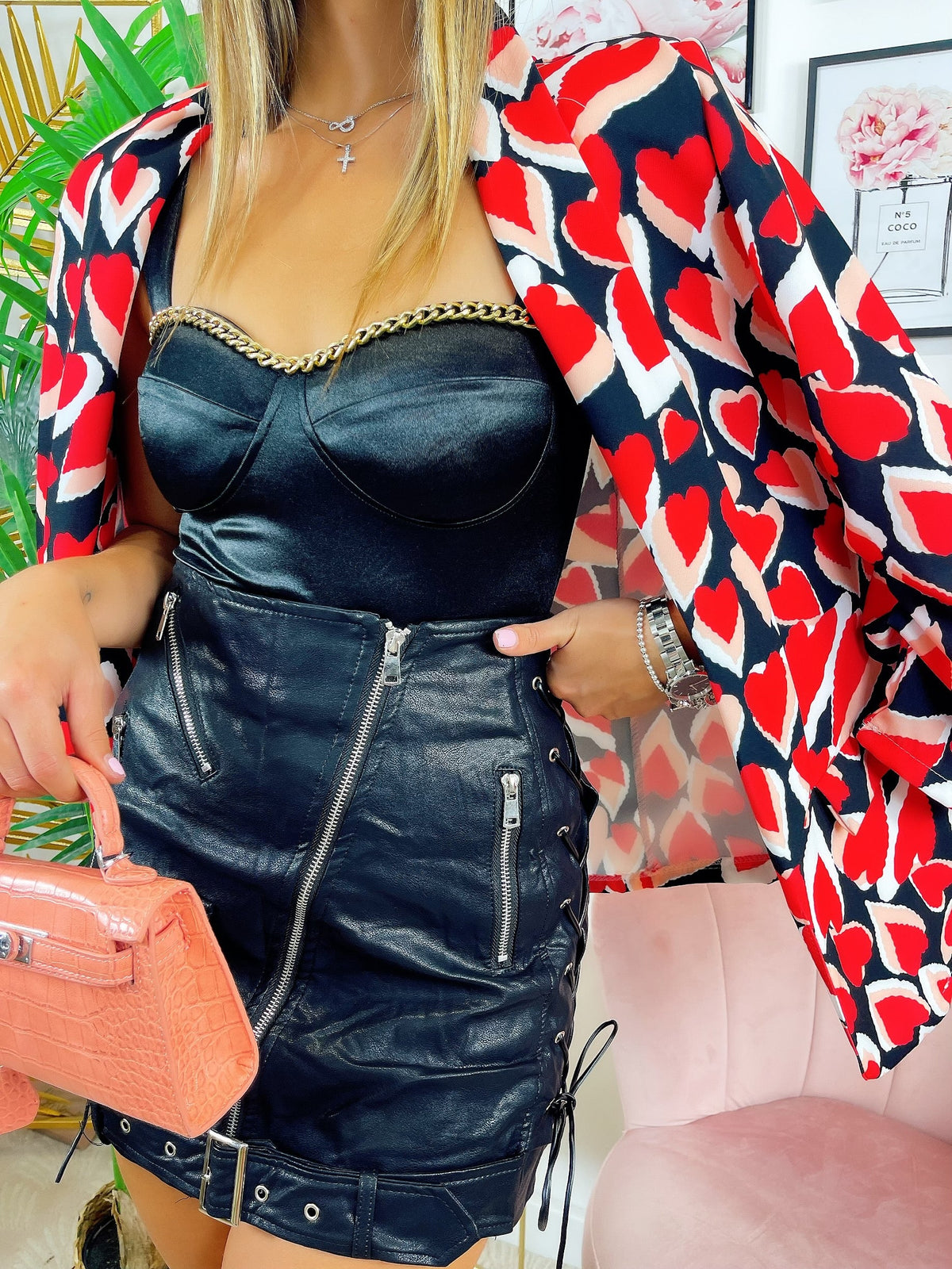 Giacca con Cuori base nera