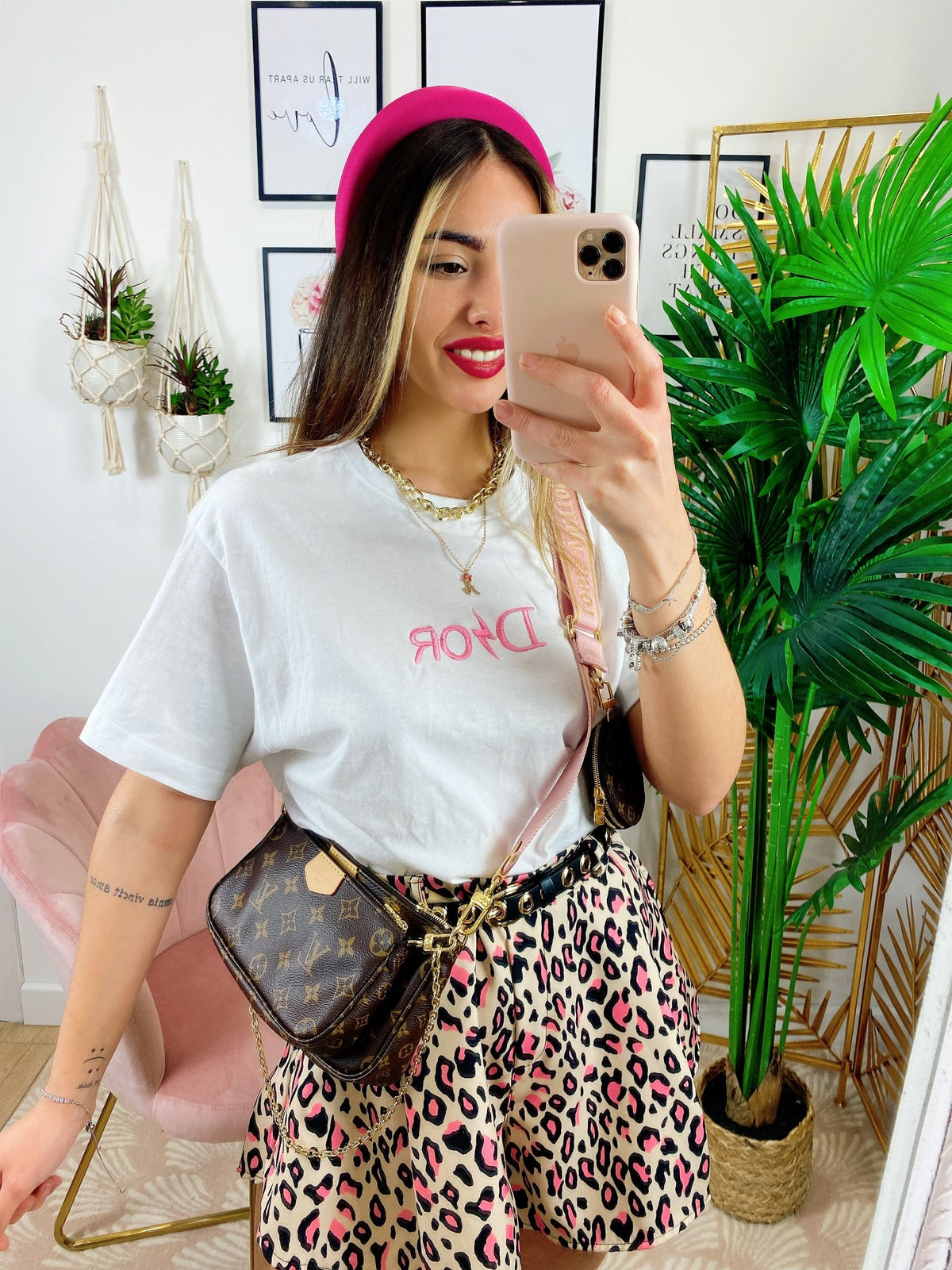 T-shirt con stampa D Bianca