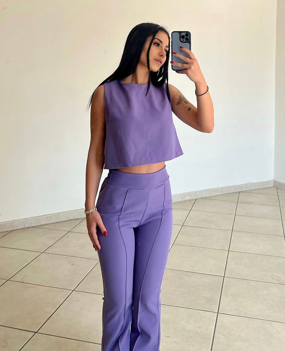 Completo top e pantalone lilla