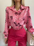 Camicia con stampa animalier fuxia