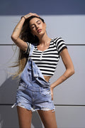Maglia crop a righe