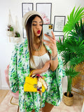 Completo Giacca e Short fiori verdi