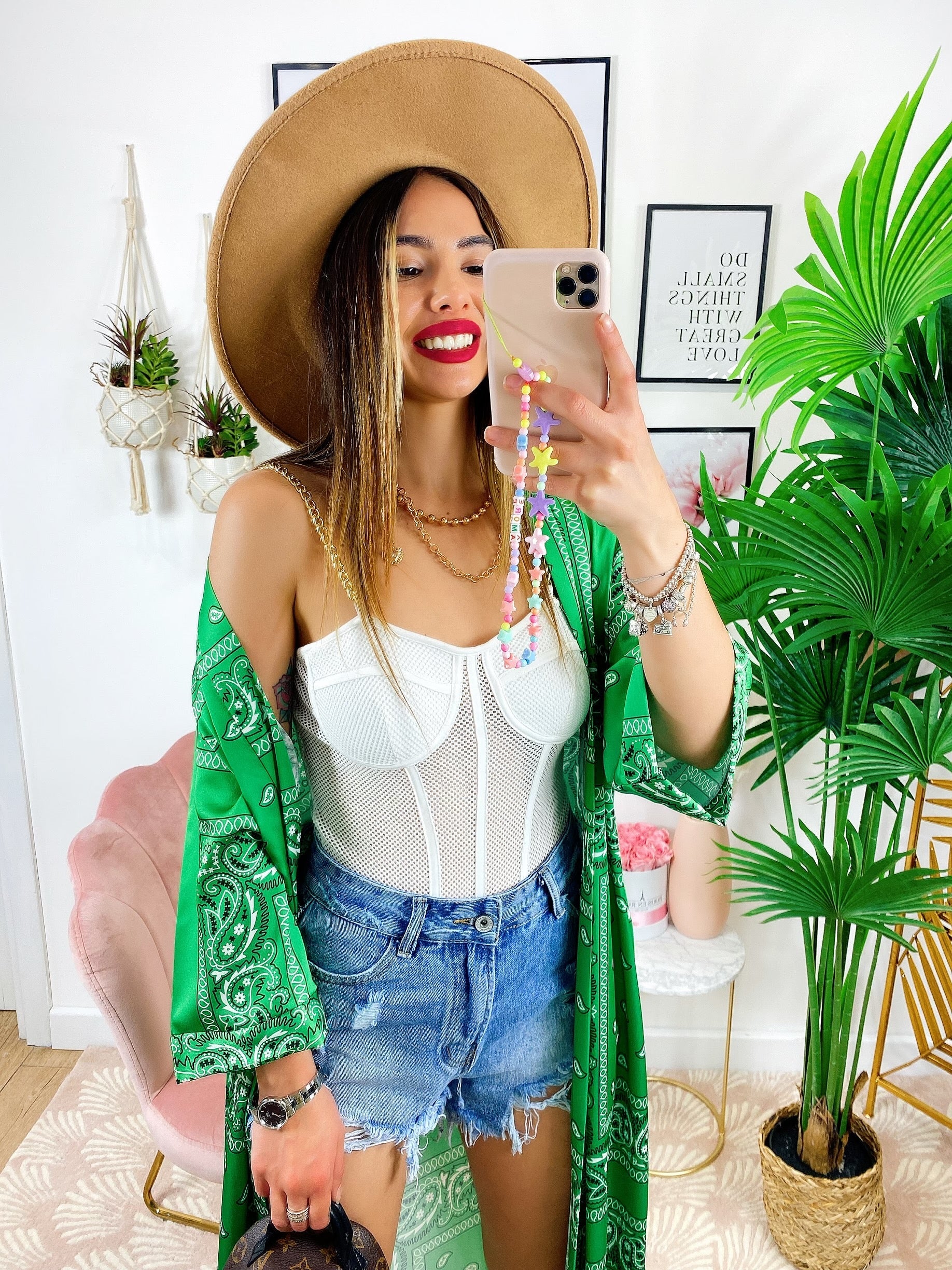 Kimono stampa bandana Verde
