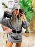 Maxi maglione top quality a trecce grigio