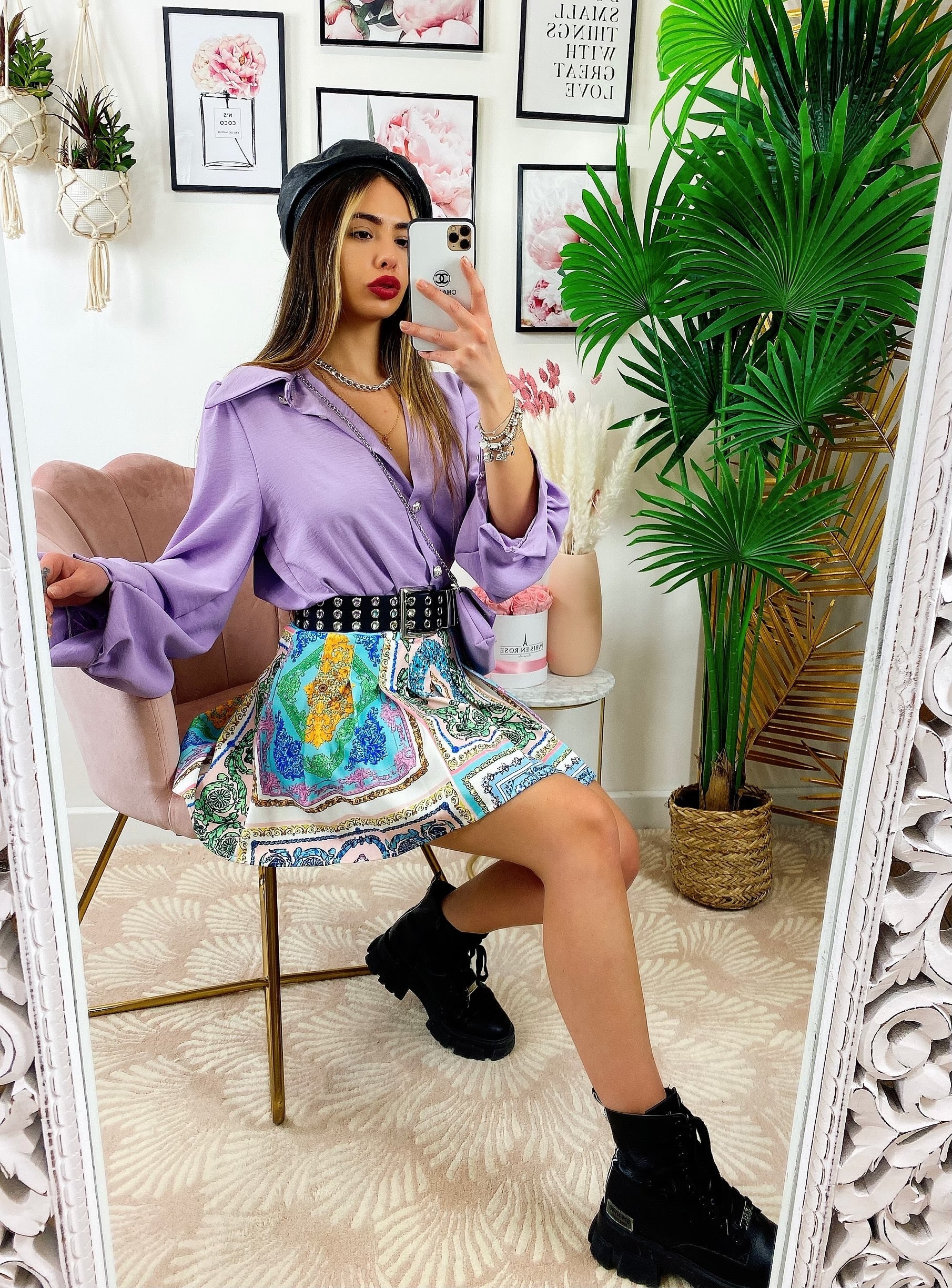 Camicia con borsetta lilla