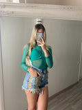 Camicia velata con corpino verde