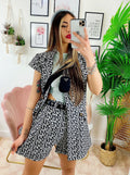 Completo Short e Smanicato Fantasia Bianca Nera