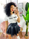 T-shirt con ciglia e strass