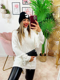 Maglione con frange bianco