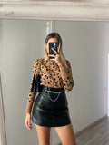 Short in ecopelle con cintura nero