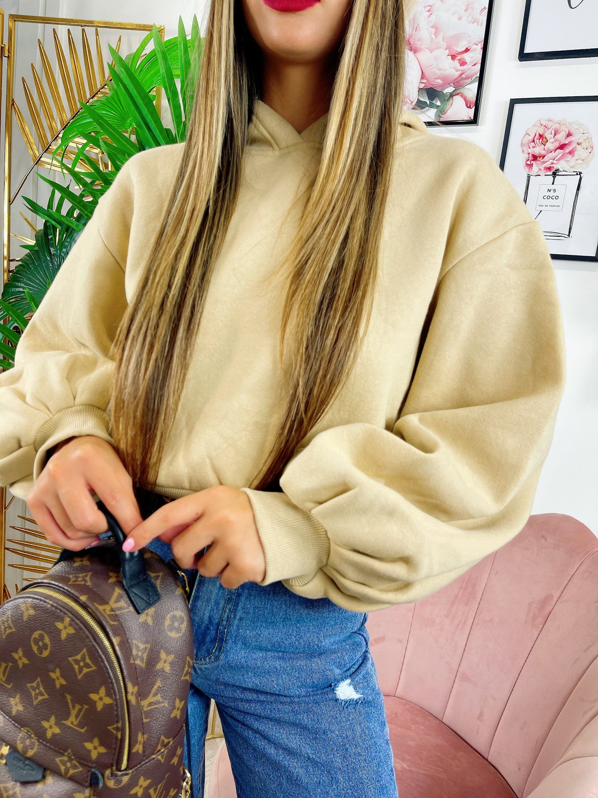 Felpa beige manica ampia