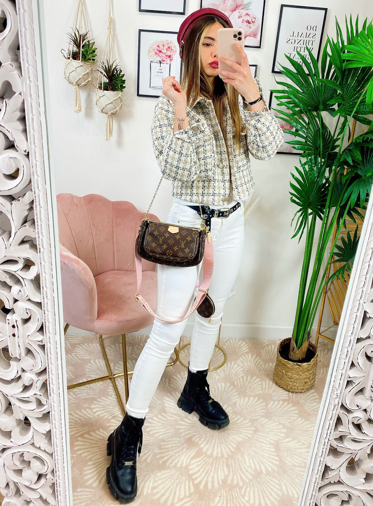 Giacca in tweed beige