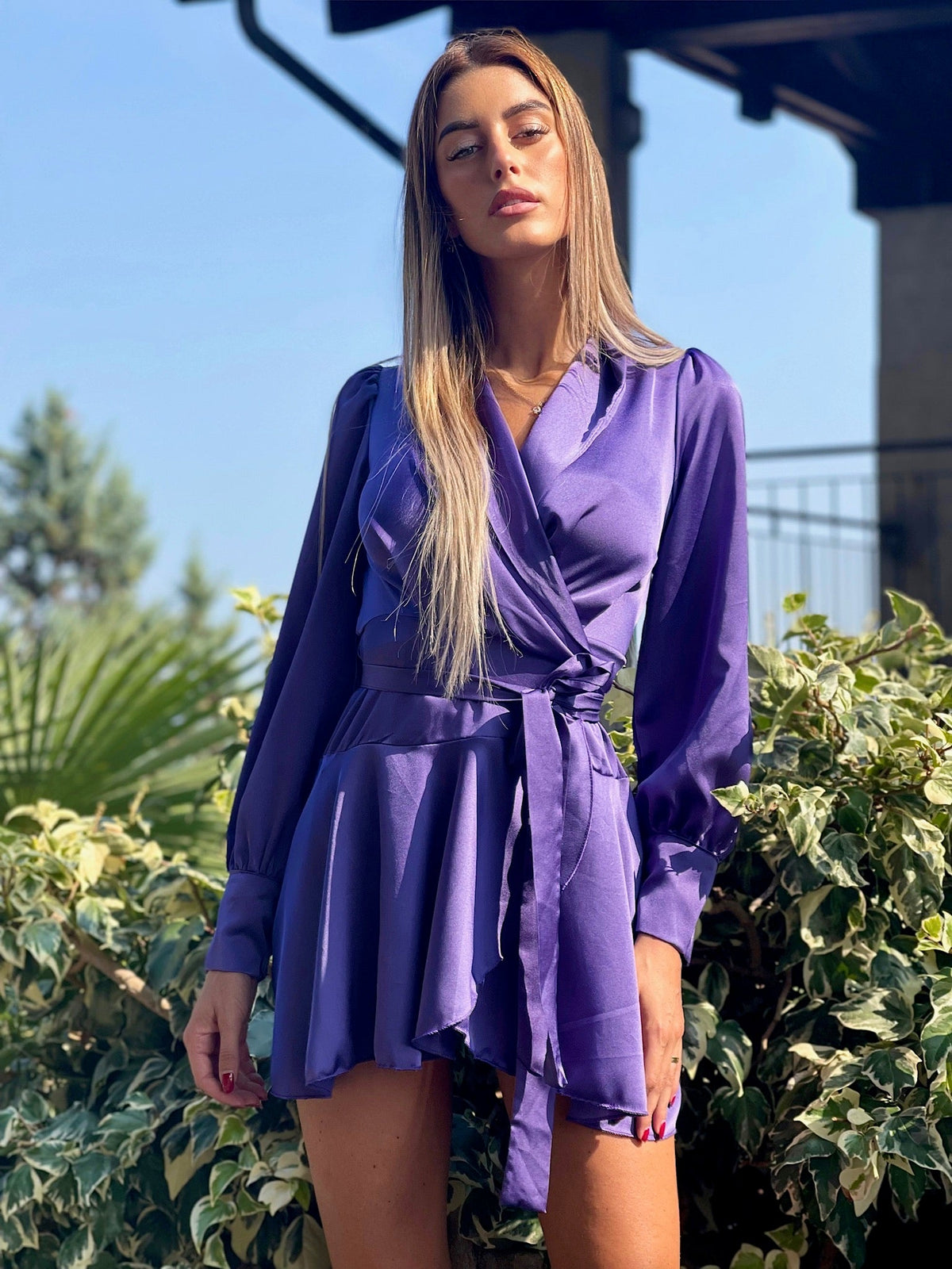Abito in raso purple