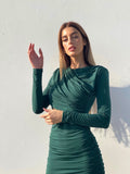 Abito verde bottiglia con oblò