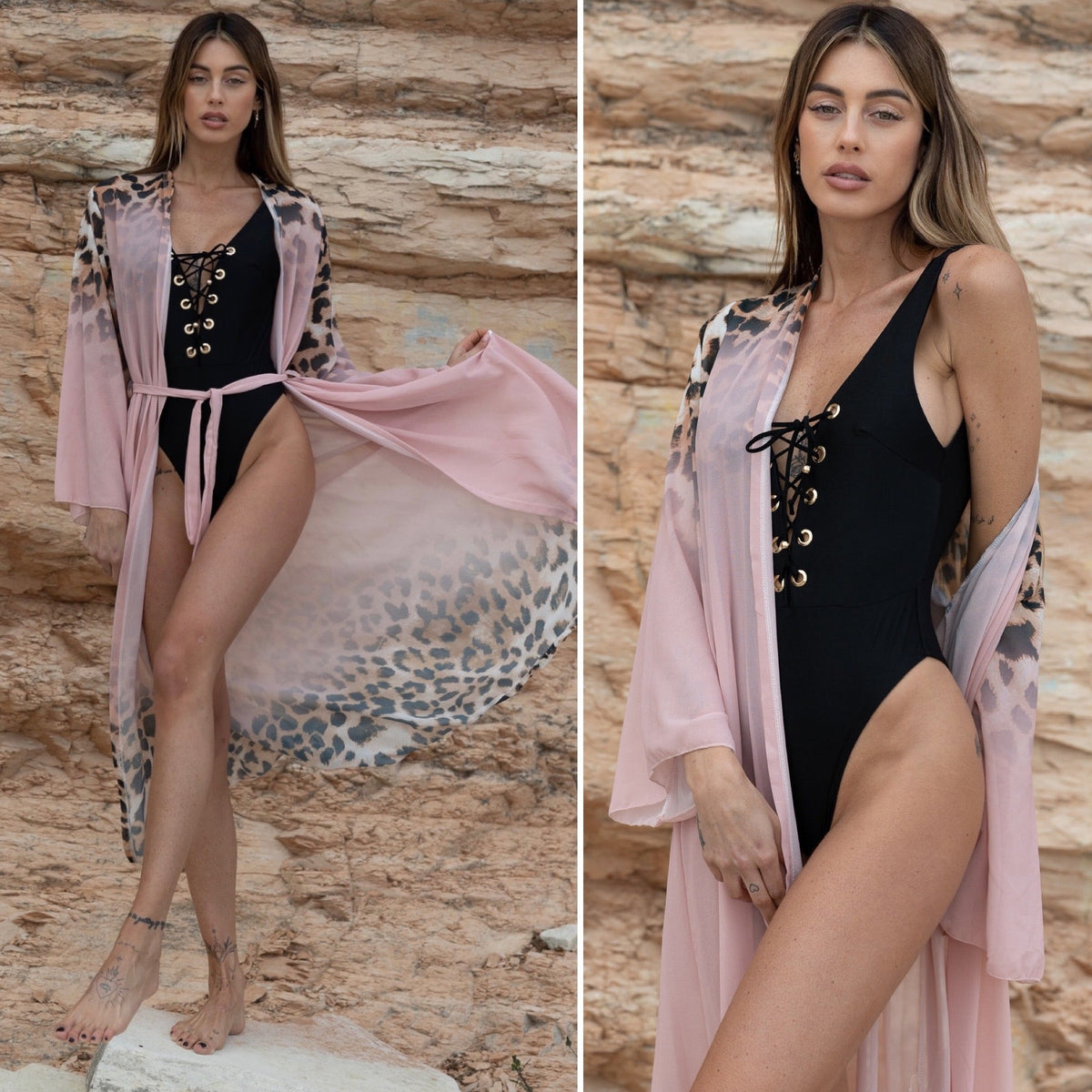 Kimono animalier rosa