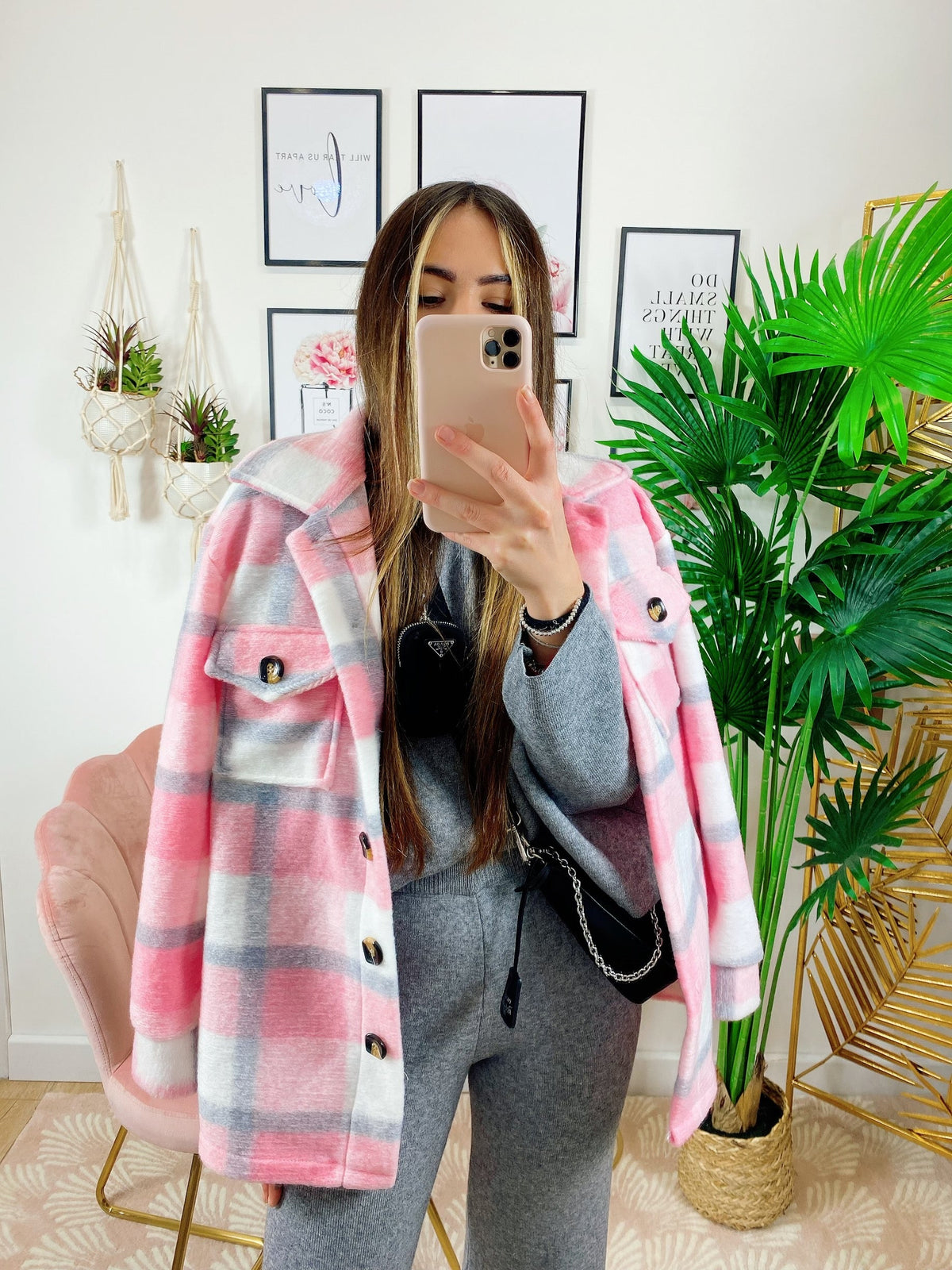Giacca a quadri Rosa