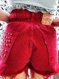 Short Vintage Levi’s rosso con borchie argento