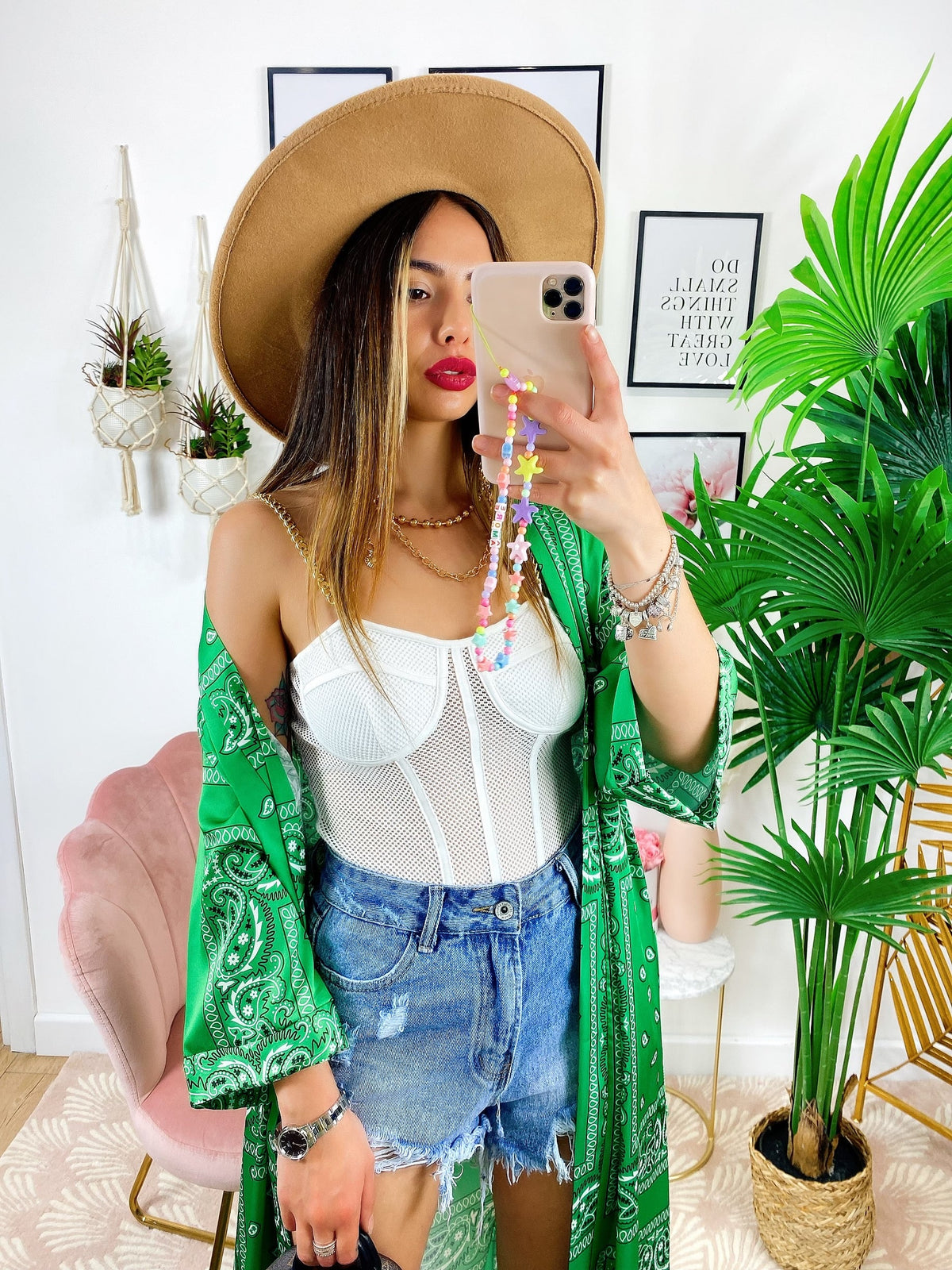 Kimono stampa bandana Verde