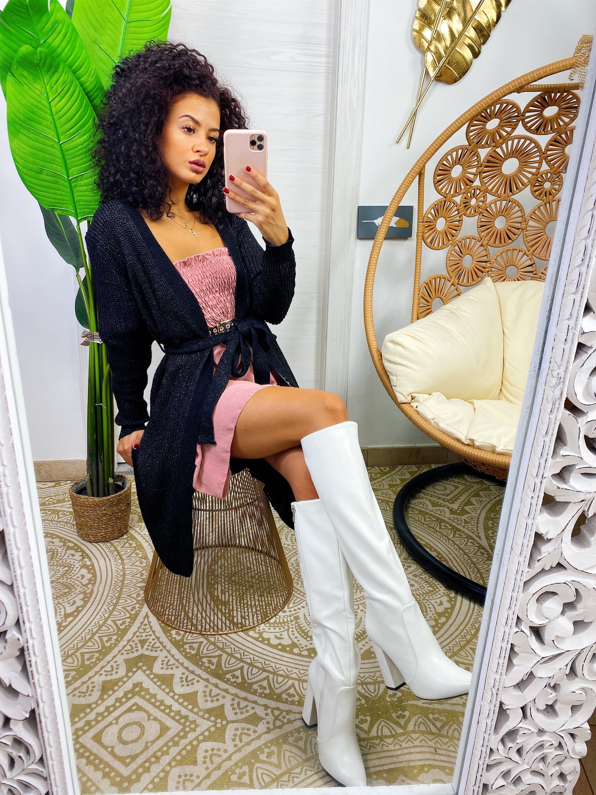 Cardigan in lurex nero