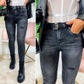 jeans nero/grigio con strappi