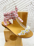 Sandali con perle e lacci white