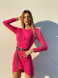 Abito aderente con arricciatura laterale Fuxia