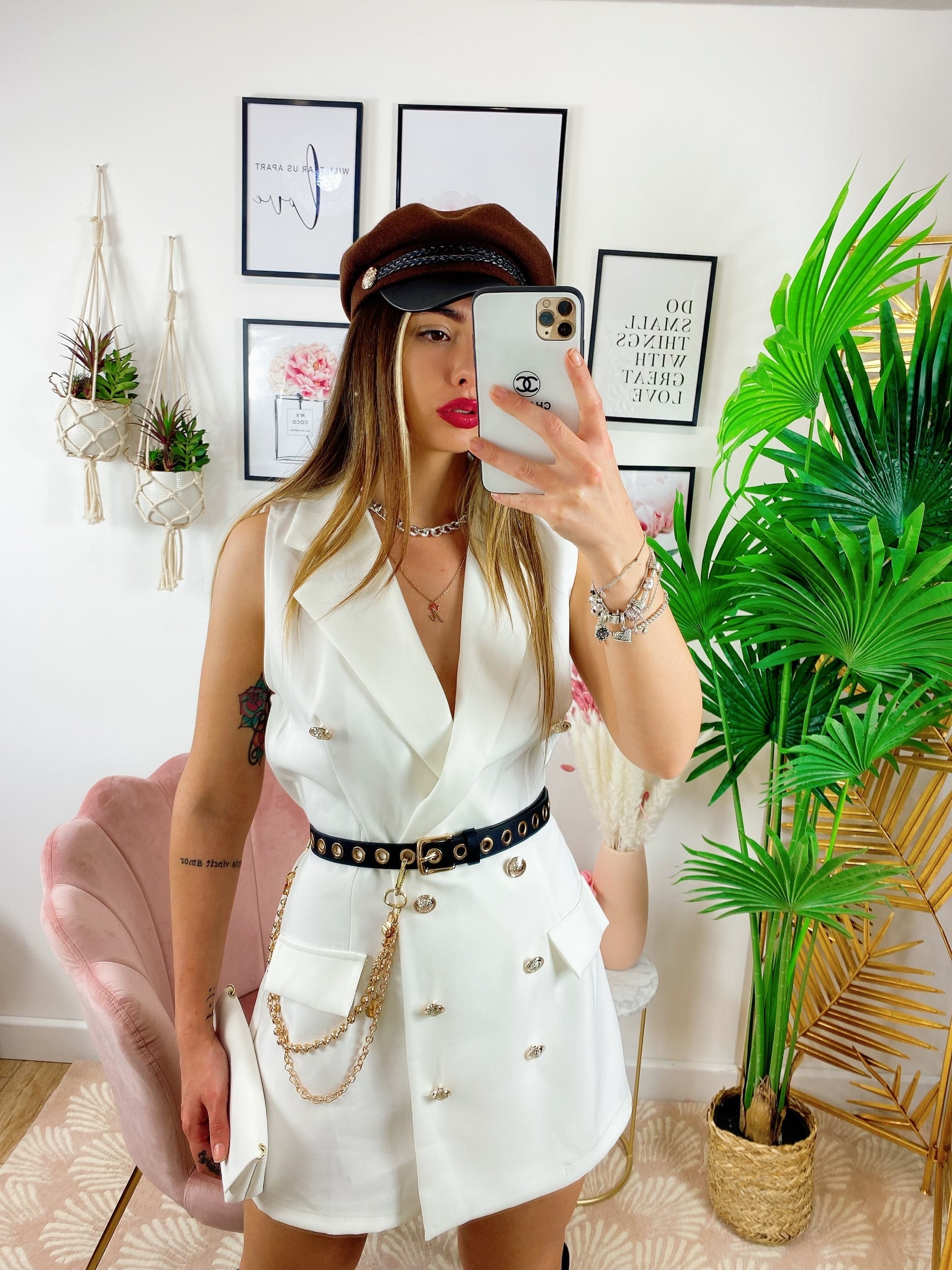 Tutina a Blazer con borsetta Bianca