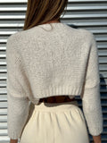 Maglioncino crop panna a trecce