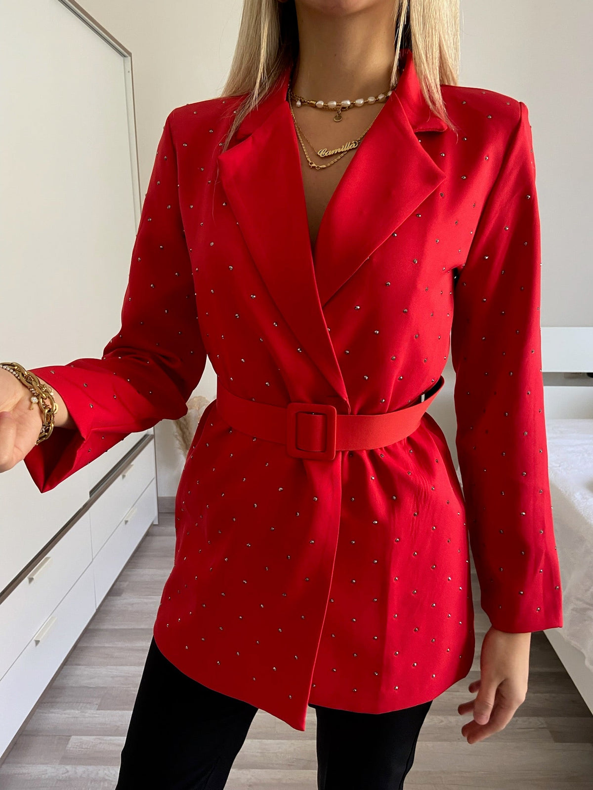 Giacca con strass rossa