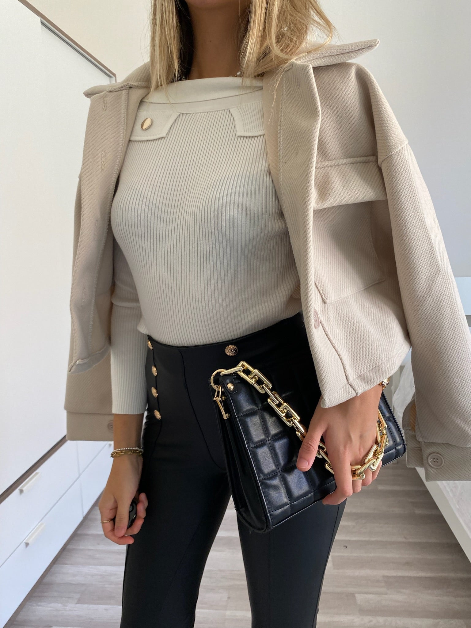Giacchina crop beige