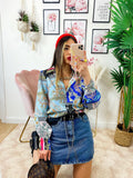 Camicia etnica base blu