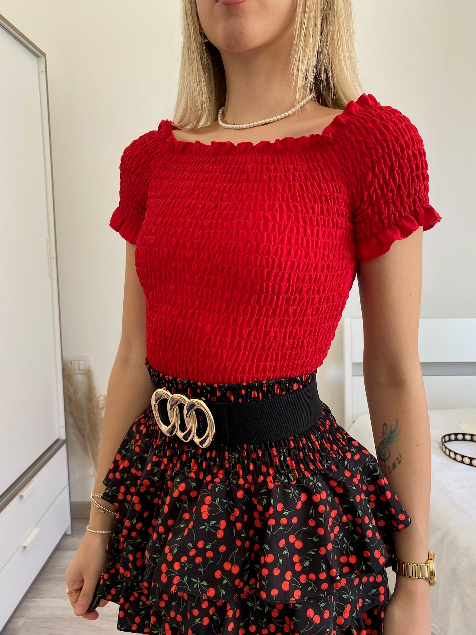 Top plissettano rosso