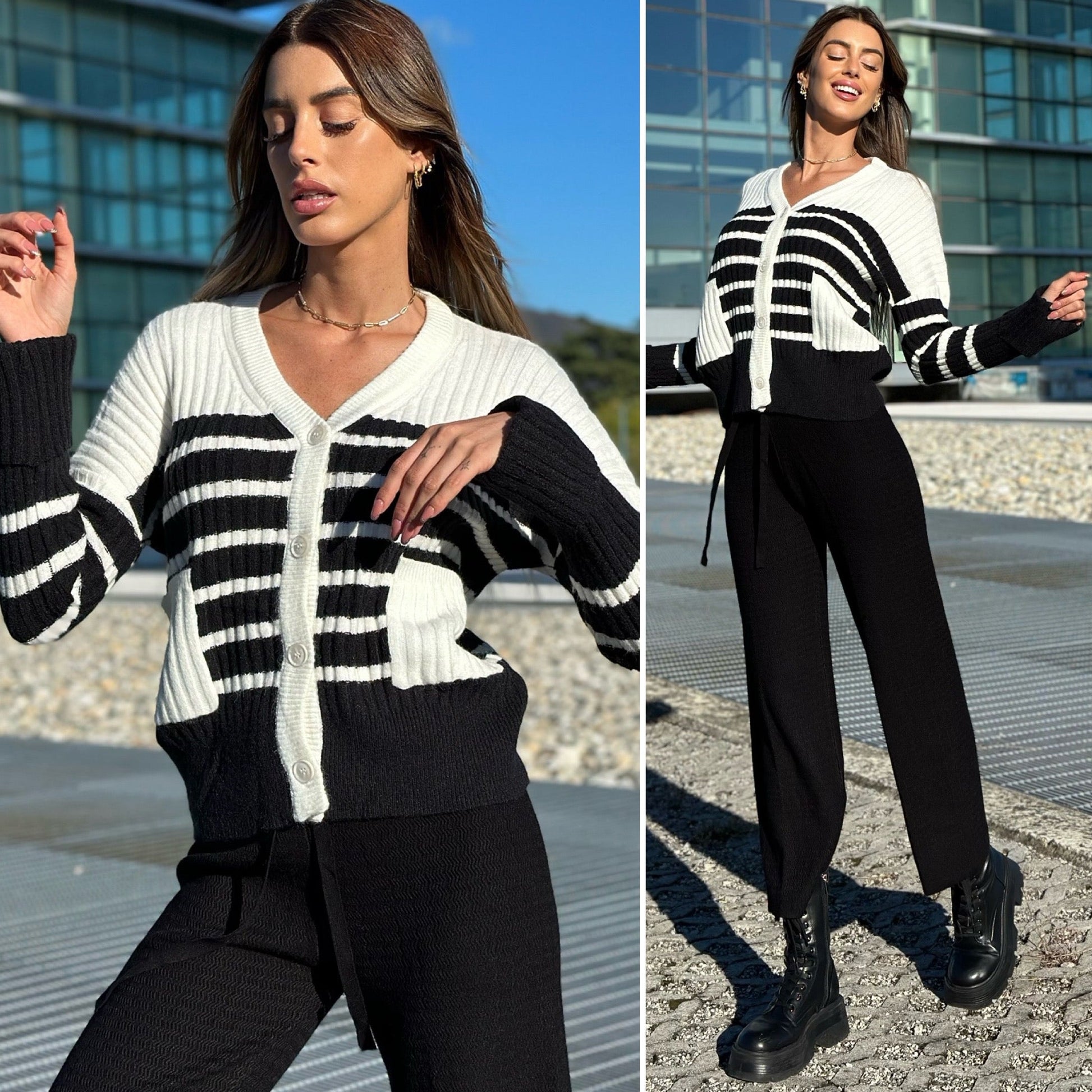 Cardigan bianco e nero