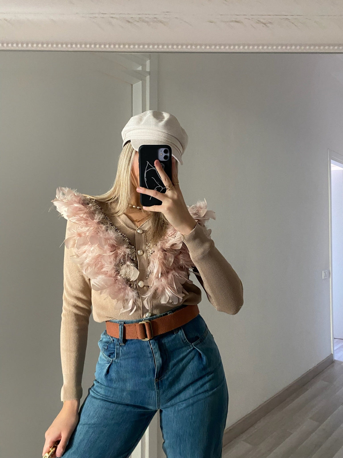 Maglione Nude con piume