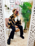 Giacca a quadri dettaglio beige zig zag