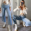 Jeans elasticizzato in vita zampa larga