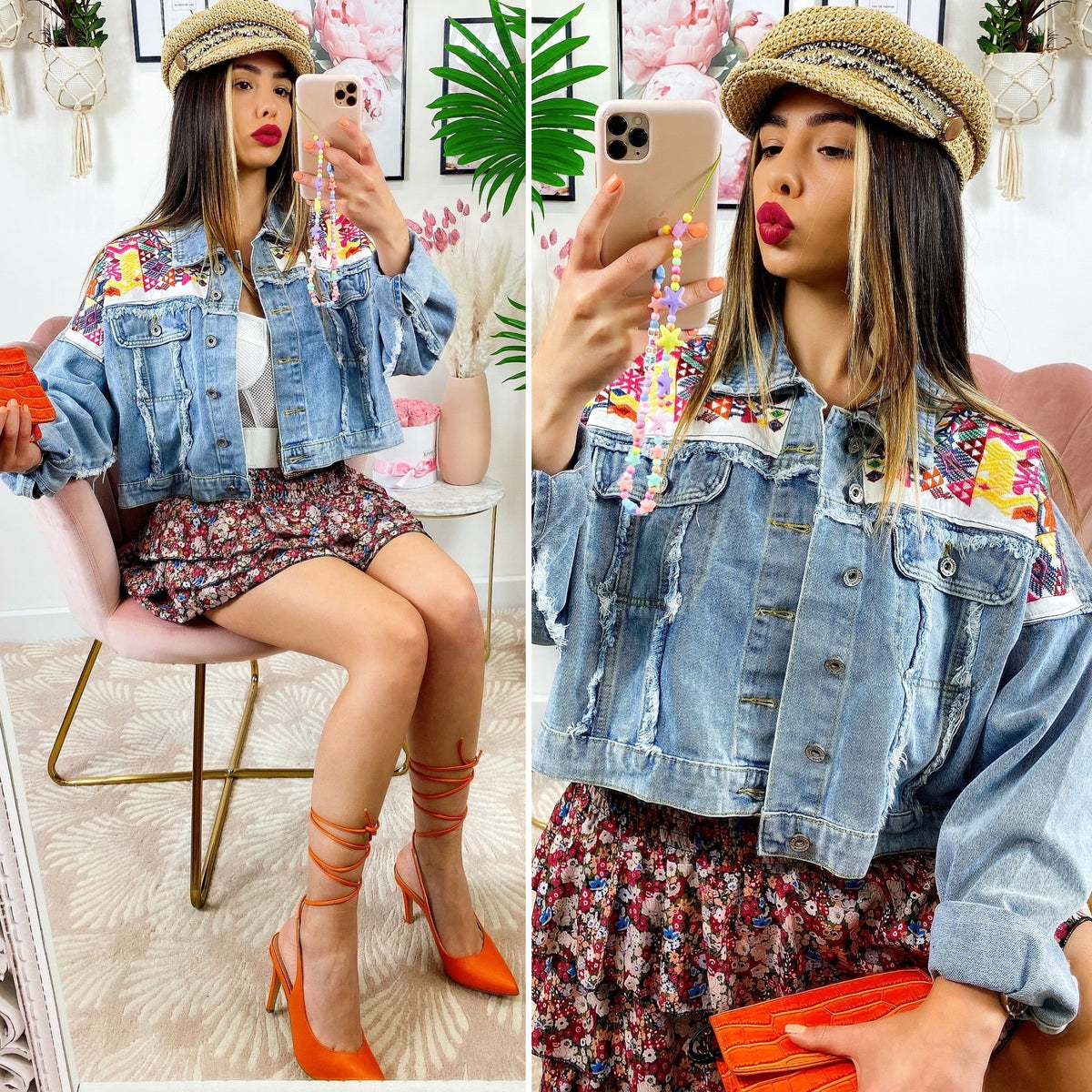 Giacca di jeans con Ricami