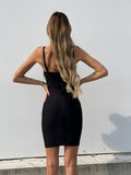 Abito bustier nero con frange