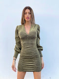 Abito glitter Oro con bottoncini
