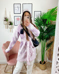 Cardigan con frange e cinta glicine alta qualità
