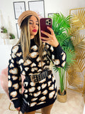 Maxi maglione morbidissimo con cuori Nero