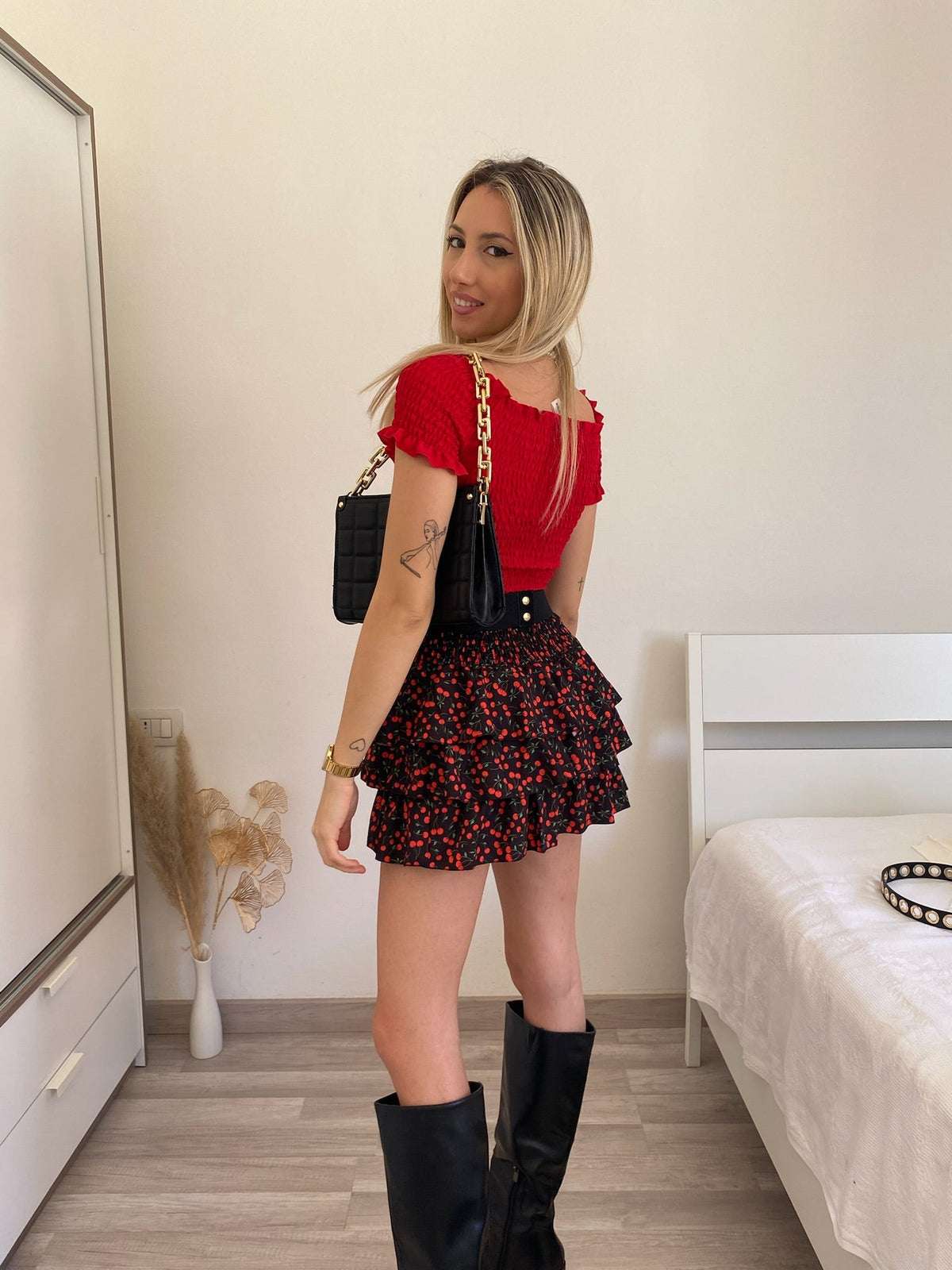 Top plissettano rosso